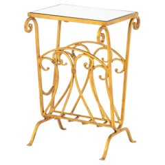 Hollywood Regency Mirrored Gilt Brass Side Table
