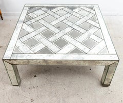 Hollywood Regency Mirrored Glass Coffee Table