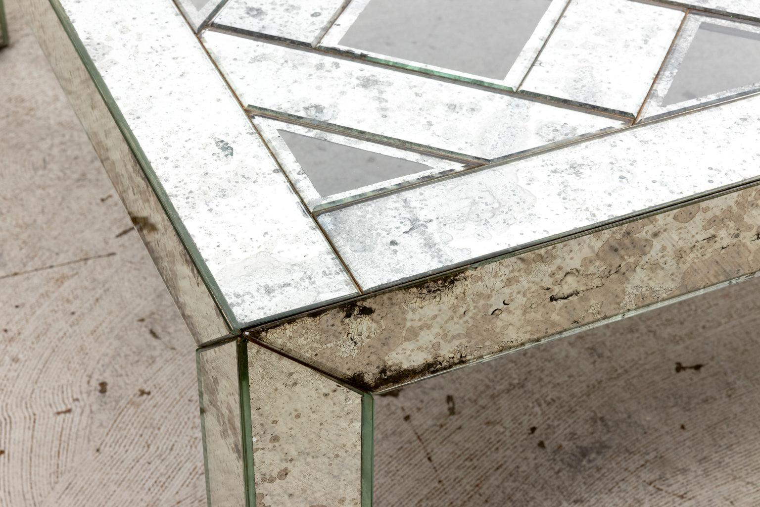 20th Century Hollywood Regency Mirrored Glass Coffee Table For Sale