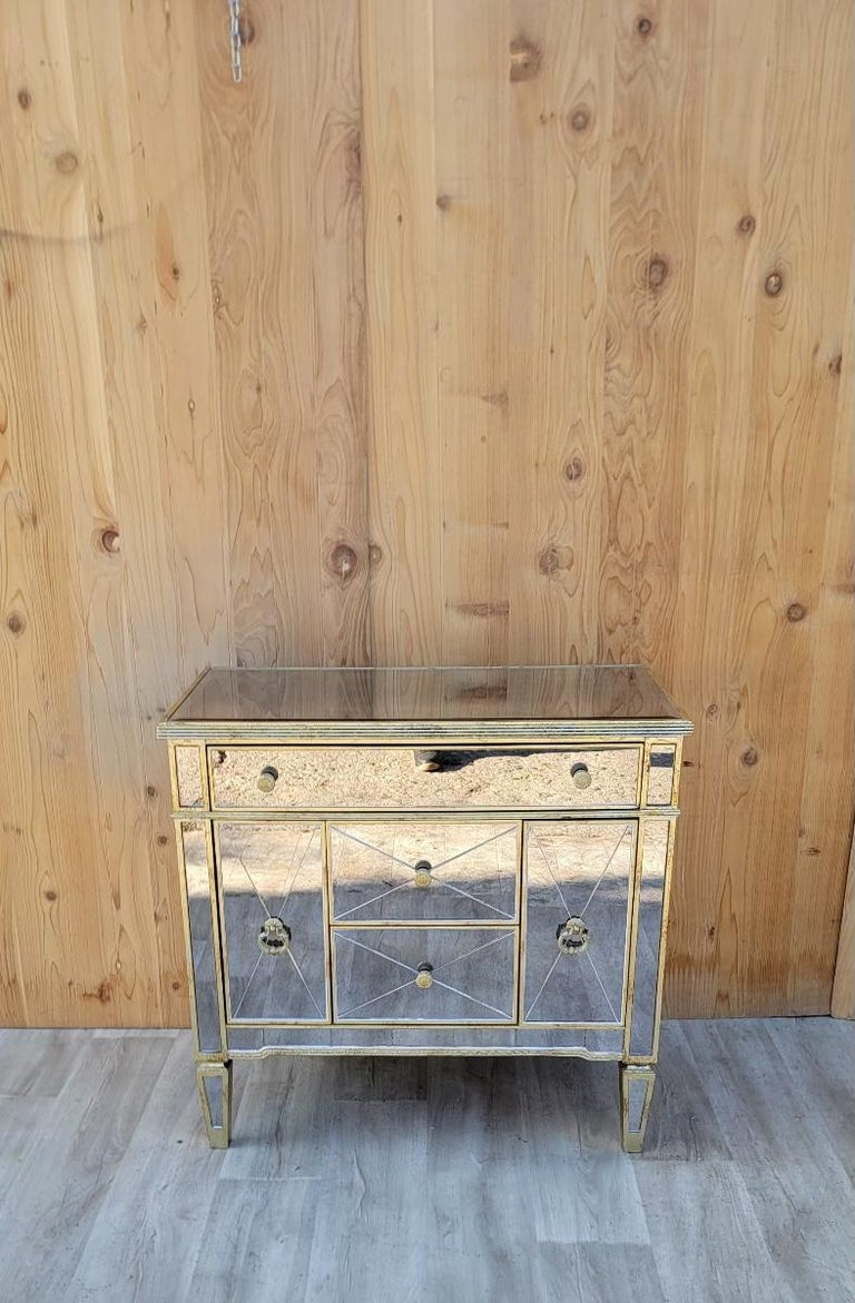 Hollywood Regency Mirrored Nightstand/Commode, Set of 2 For Sale at 1stDibs