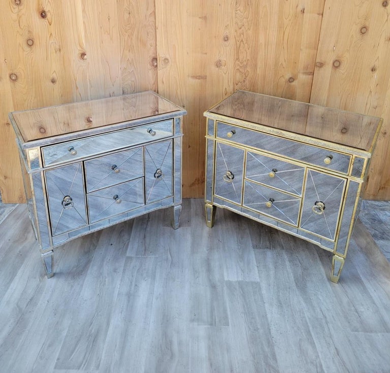 Hollywood Regency Mirrored Set of 2 For Sale at 1stDibs