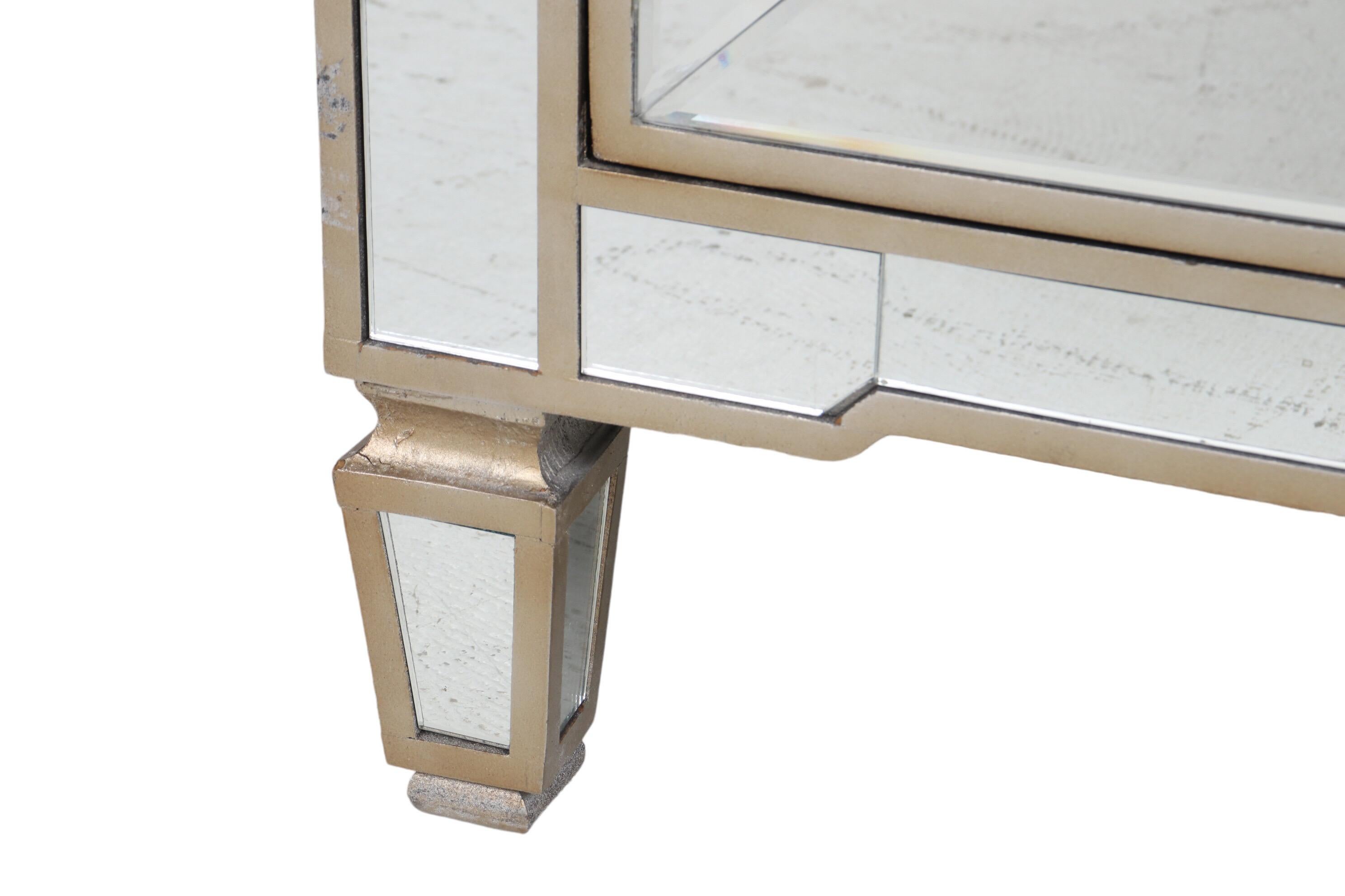 Contemporary Hollywood Regency Mirrored Nightstand For Sale