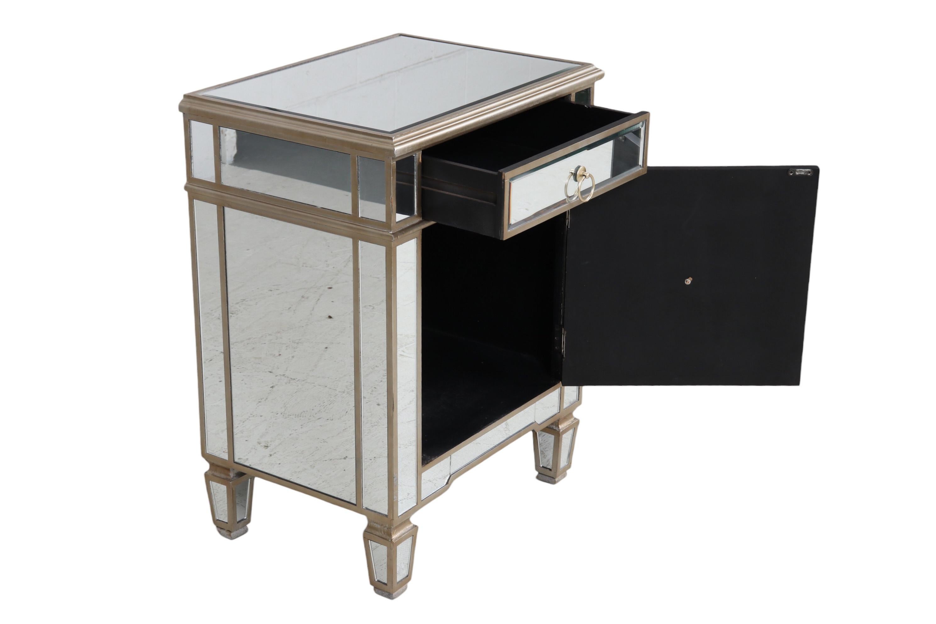 Hollywood Regency Mirrored Nightstand For Sale 1