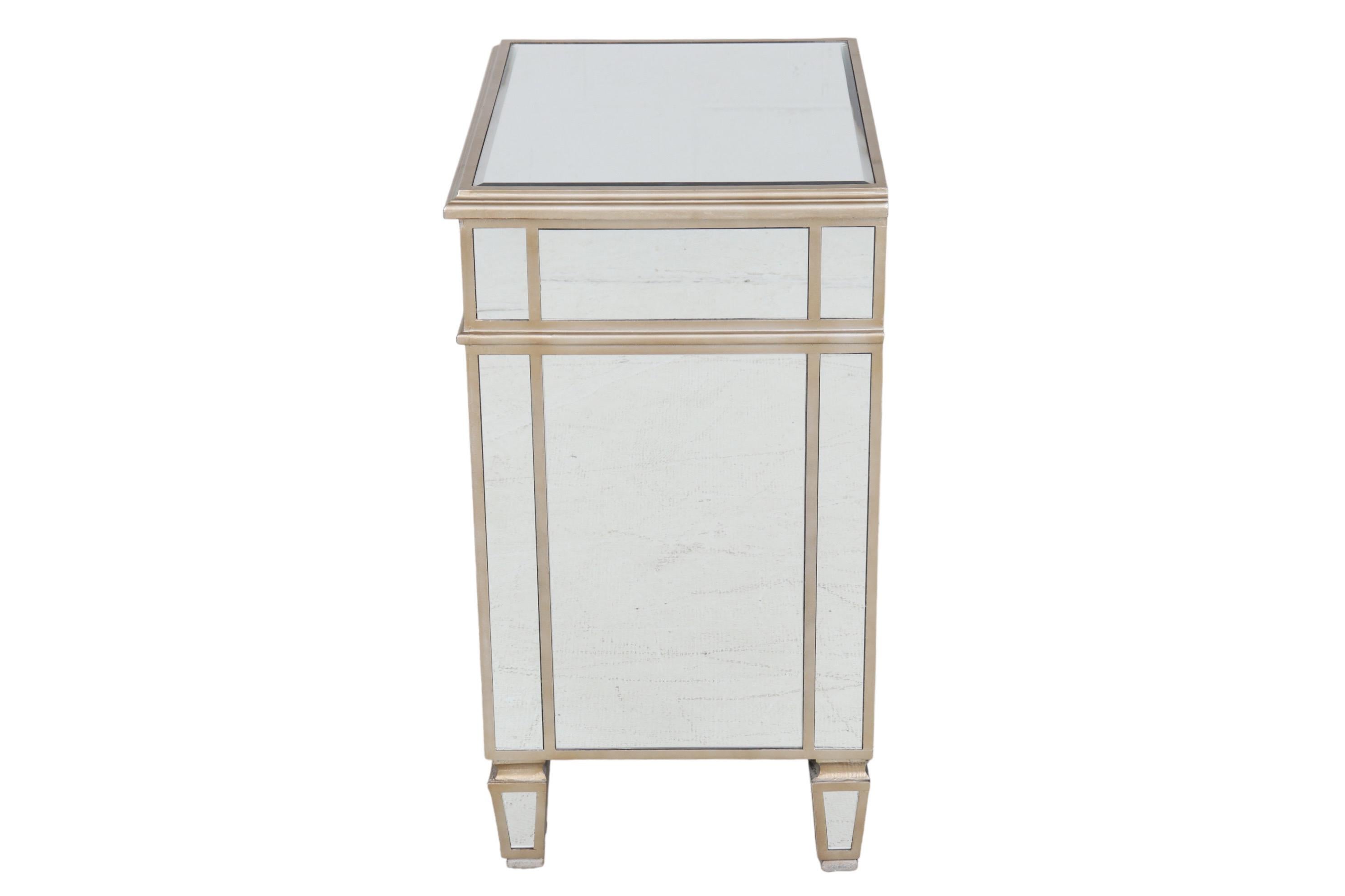 Hollywood Regency Mirrored Nightstand For Sale 2