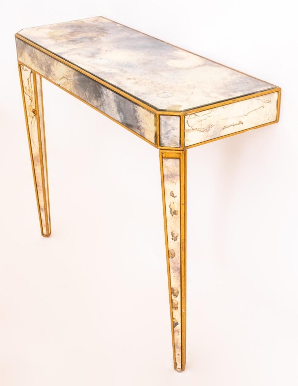 Hollywood Regency Mirrored Parcel-Gilded Console For Sale 2