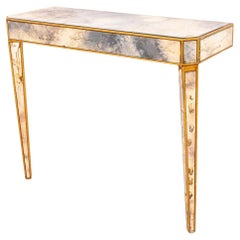 Retro Hollywood Regency Mirrored Parcel-Gilded Console