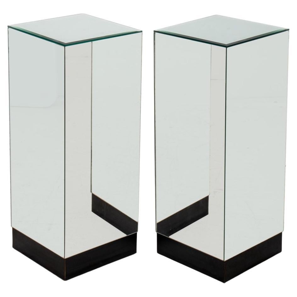 Hollywood Regency Mirrored Pedestal on Base