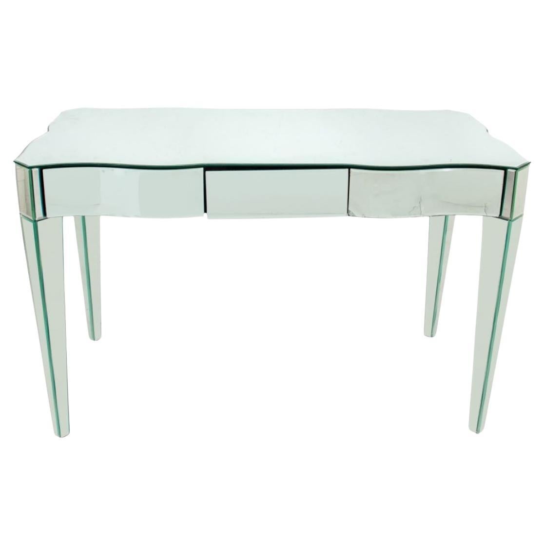 Hollywood Regency Mirrored Small Desk or Vanity For Sale