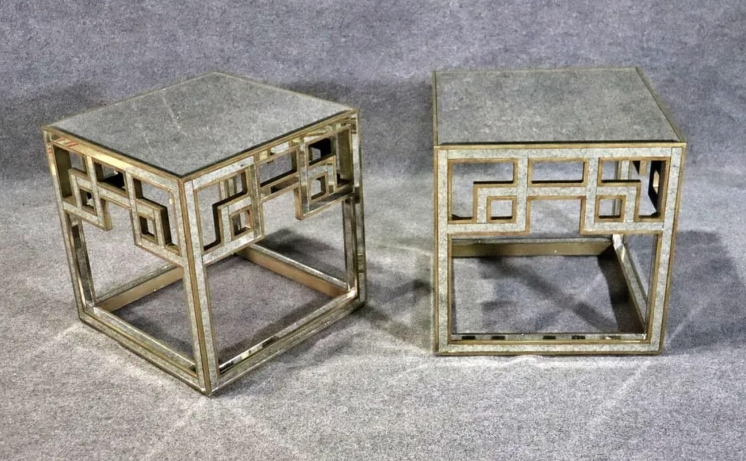 Hollywood Regency Mirrored Tables In Good Condition For Sale In Brooklyn, NY