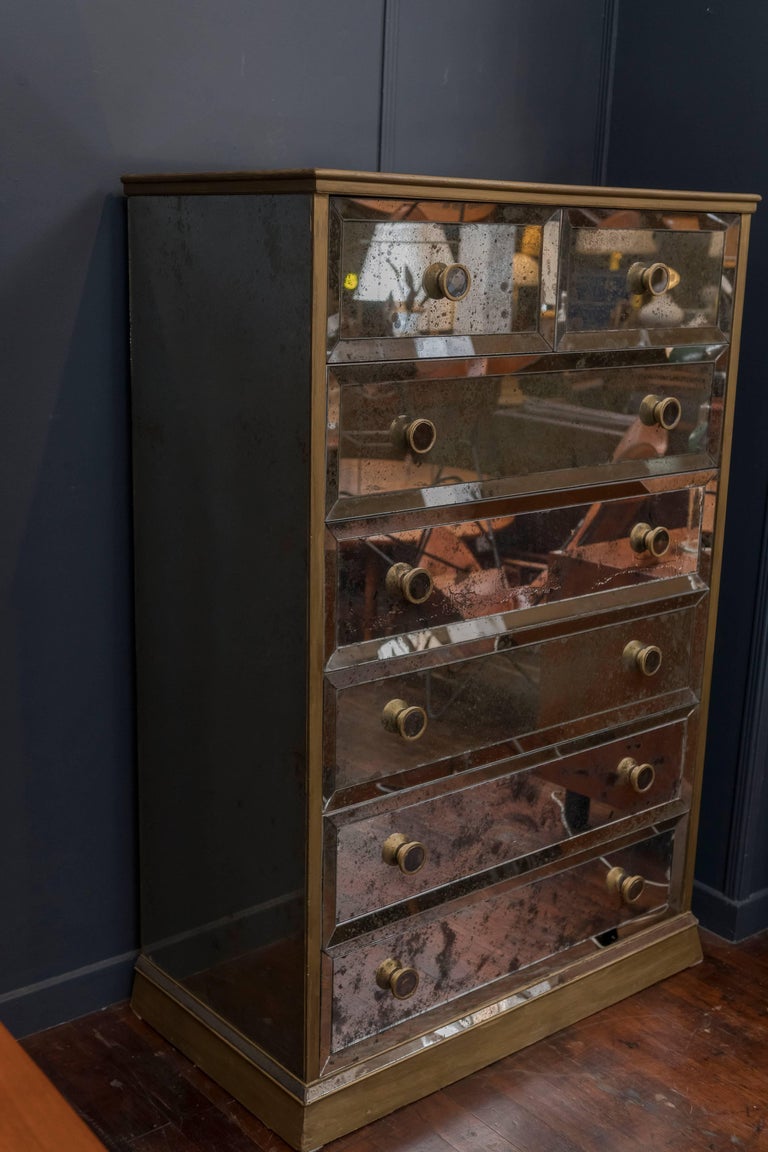 Hollywood Regency Mirrored Tall Dresser at 1stDibs