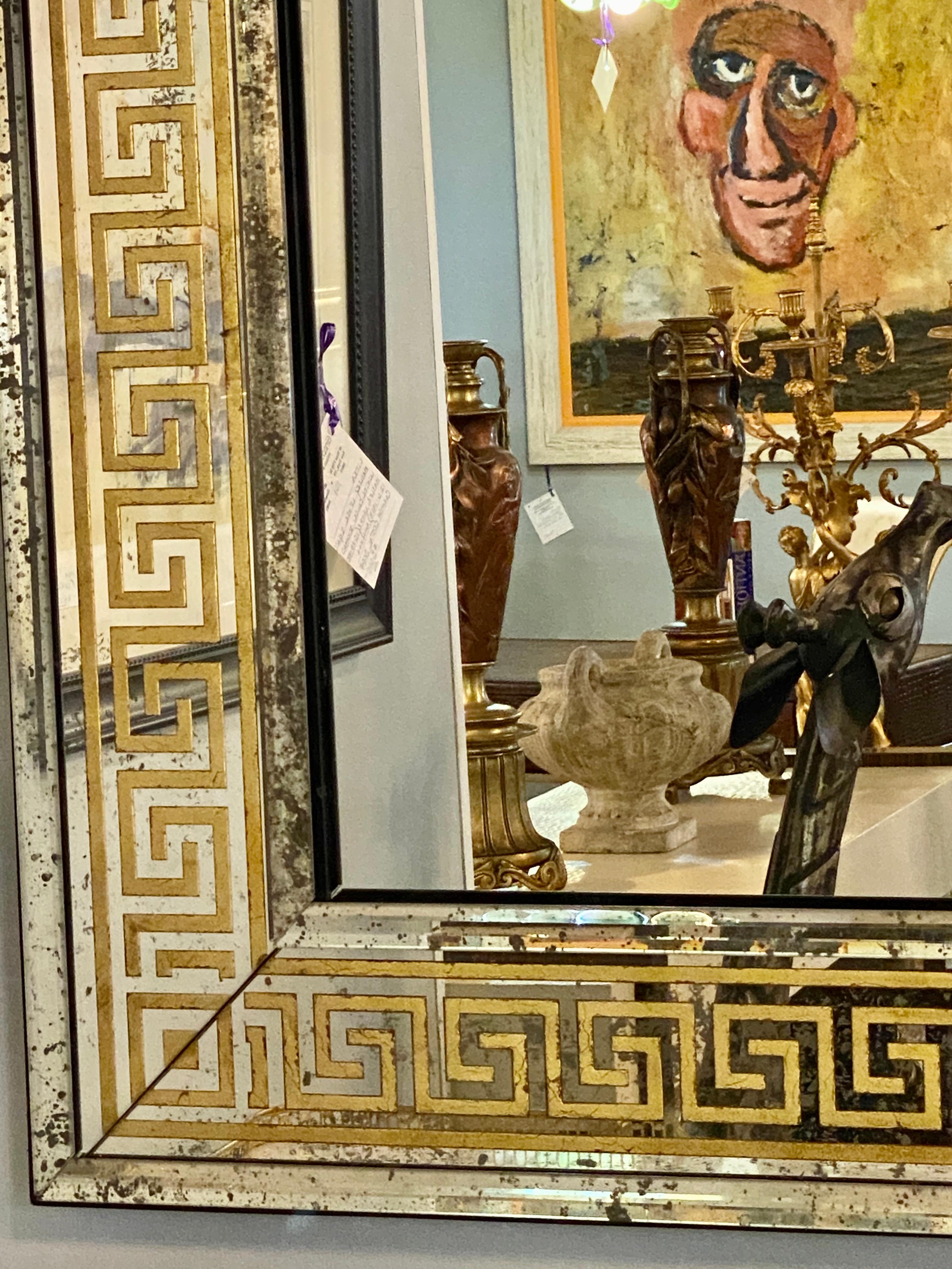 Hollywood Regency Mirrors Gilt Gold Greek Key Design Wall, Console Pier a Pair 7