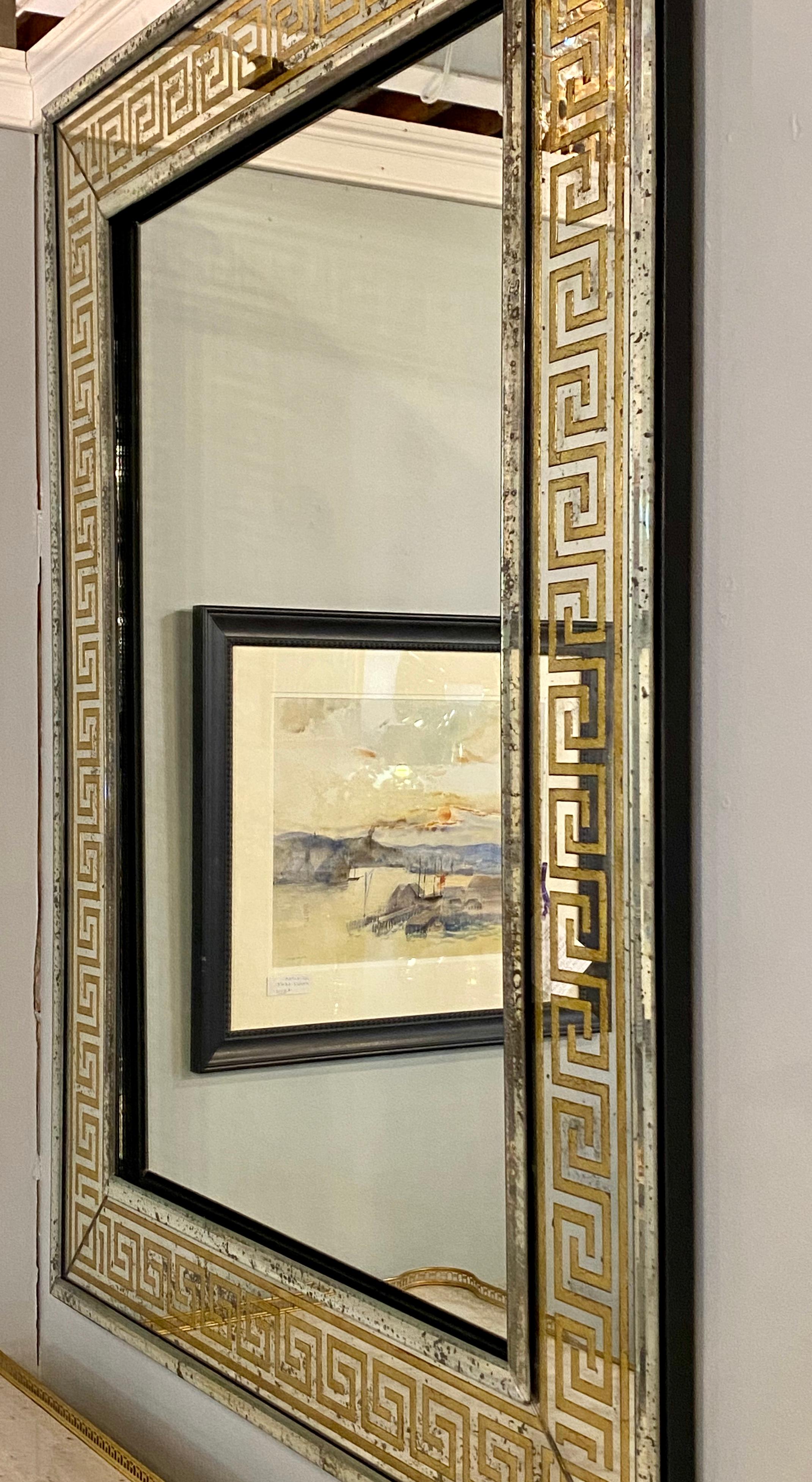 Hollywood Regency Mirrors Gilt Gold Greek Key Design Wall, Console Pier a Pair 10