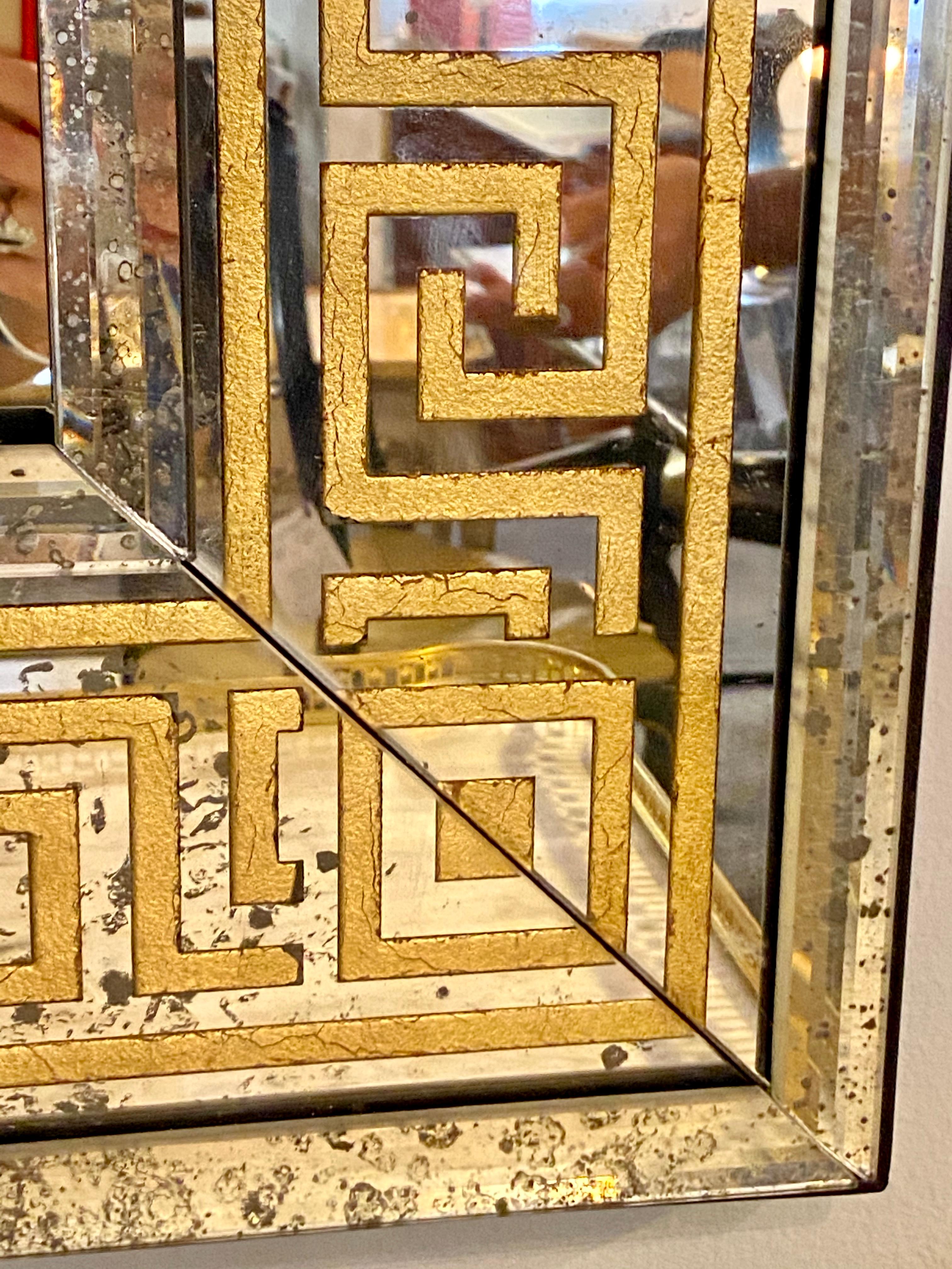 Hollywood Regency Mirrors Gilt Gold Greek Key Design Wall, Console Pier a Pair 1