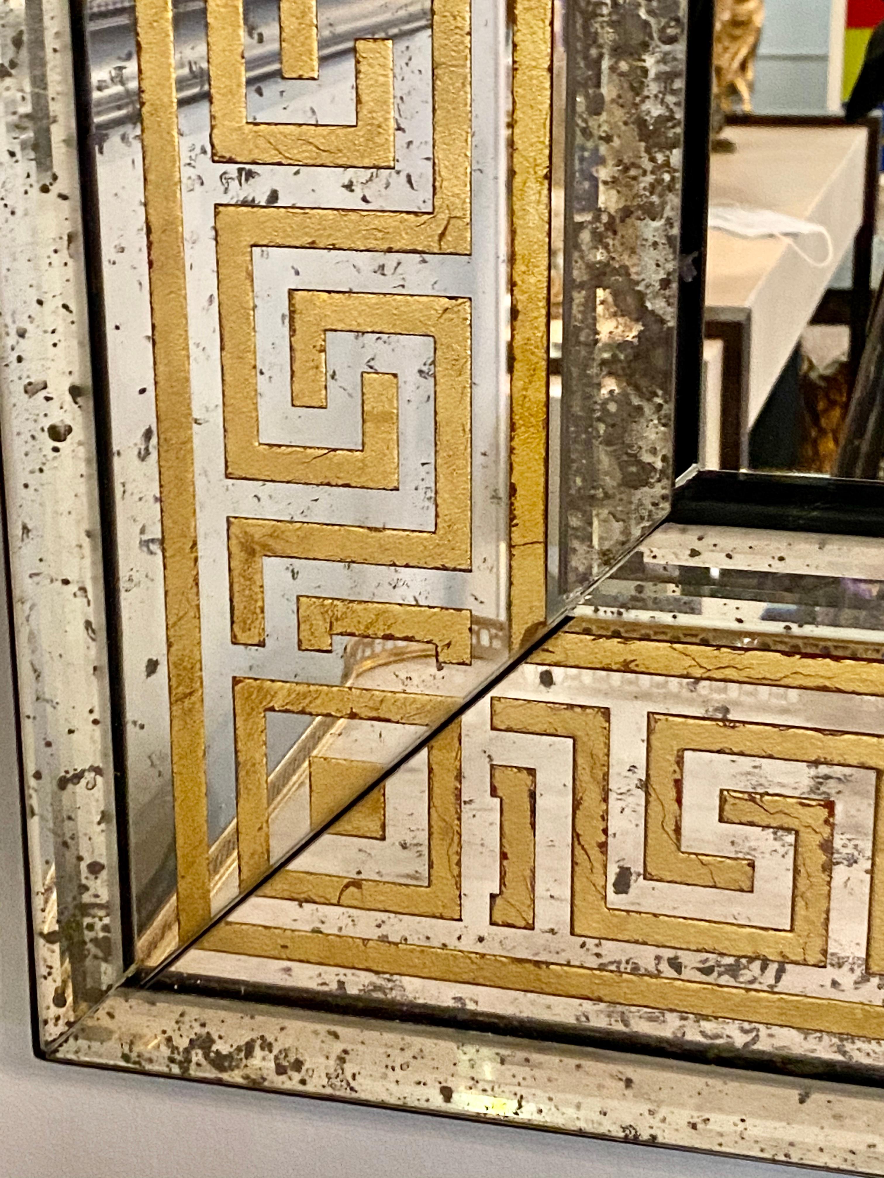 Hollywood Regency Mirrors Gilt Gold Greek Key Design Wall, Console Pier a Pair 3