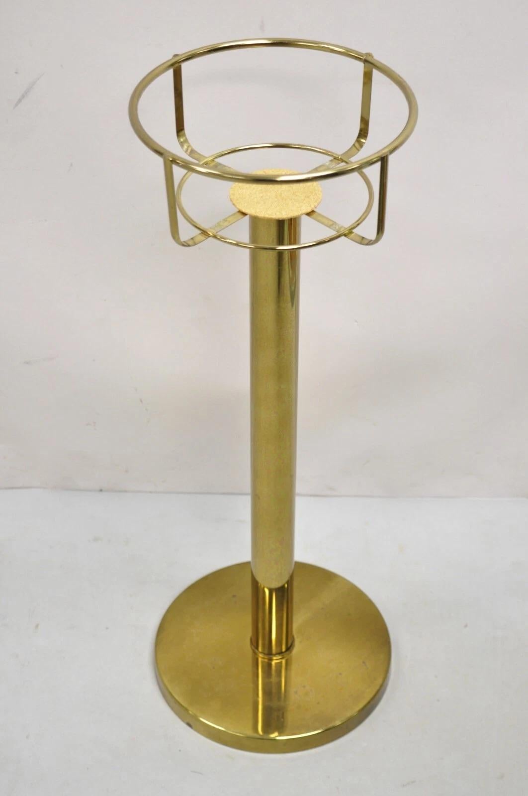 Unknown Hollywood Regency Modern Brass Glass Champagne Wine Chiller Ice Bucket on Stand