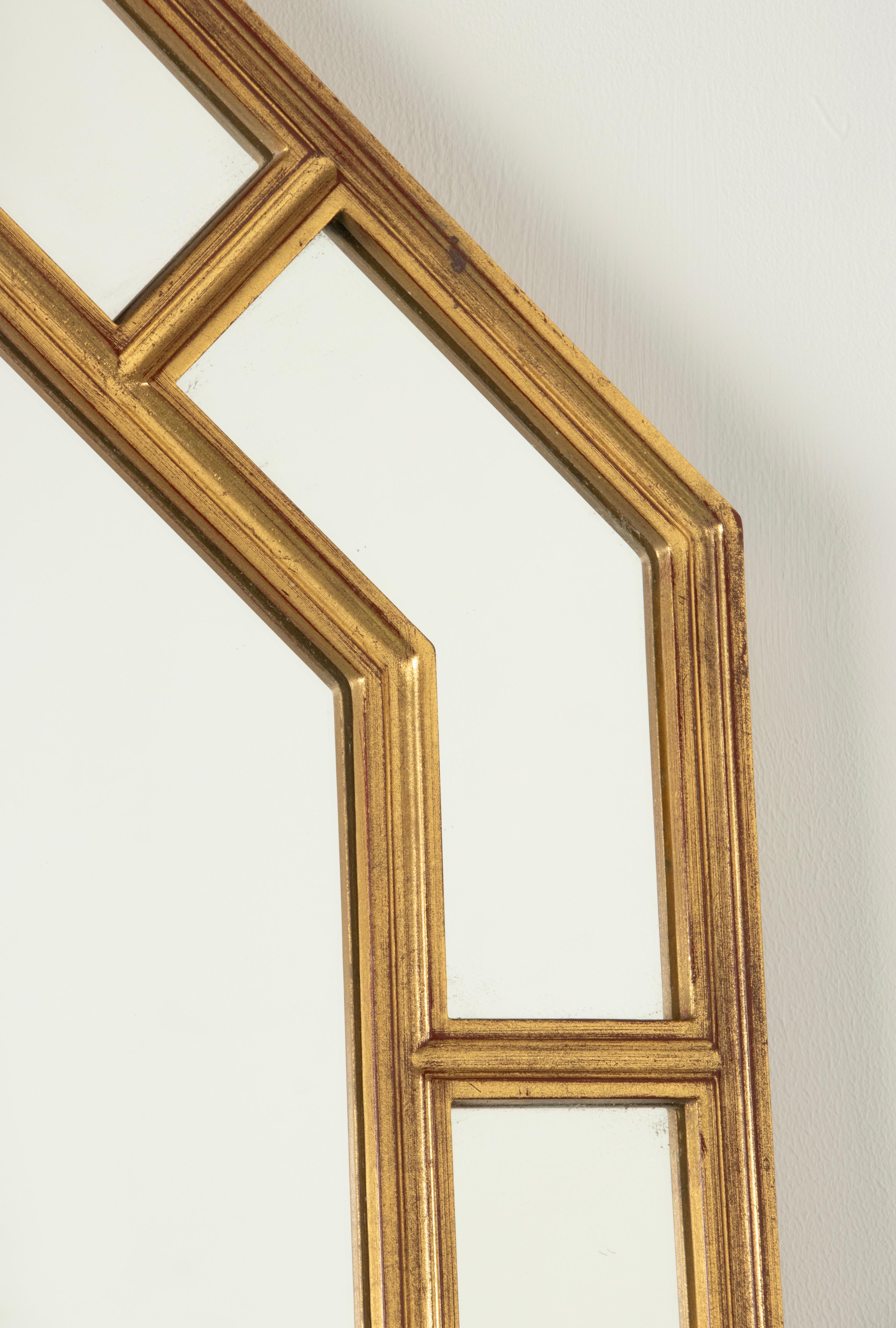 Hollywood Regency Modern Gilt Resin Octagonal Wall Mirror by DeKnudt For Sale 12