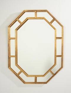 Hollywood Regency Modern Gilt Resin Octagonal Wall Mirror by DeKnudt