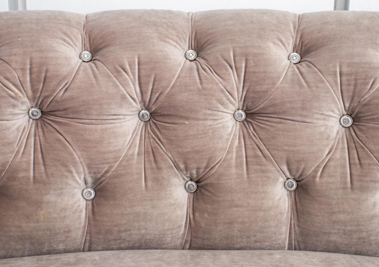 Hollywood Regency Modern Glam Velvet Crescent Sofa In Good Condition For Sale In New York, NY