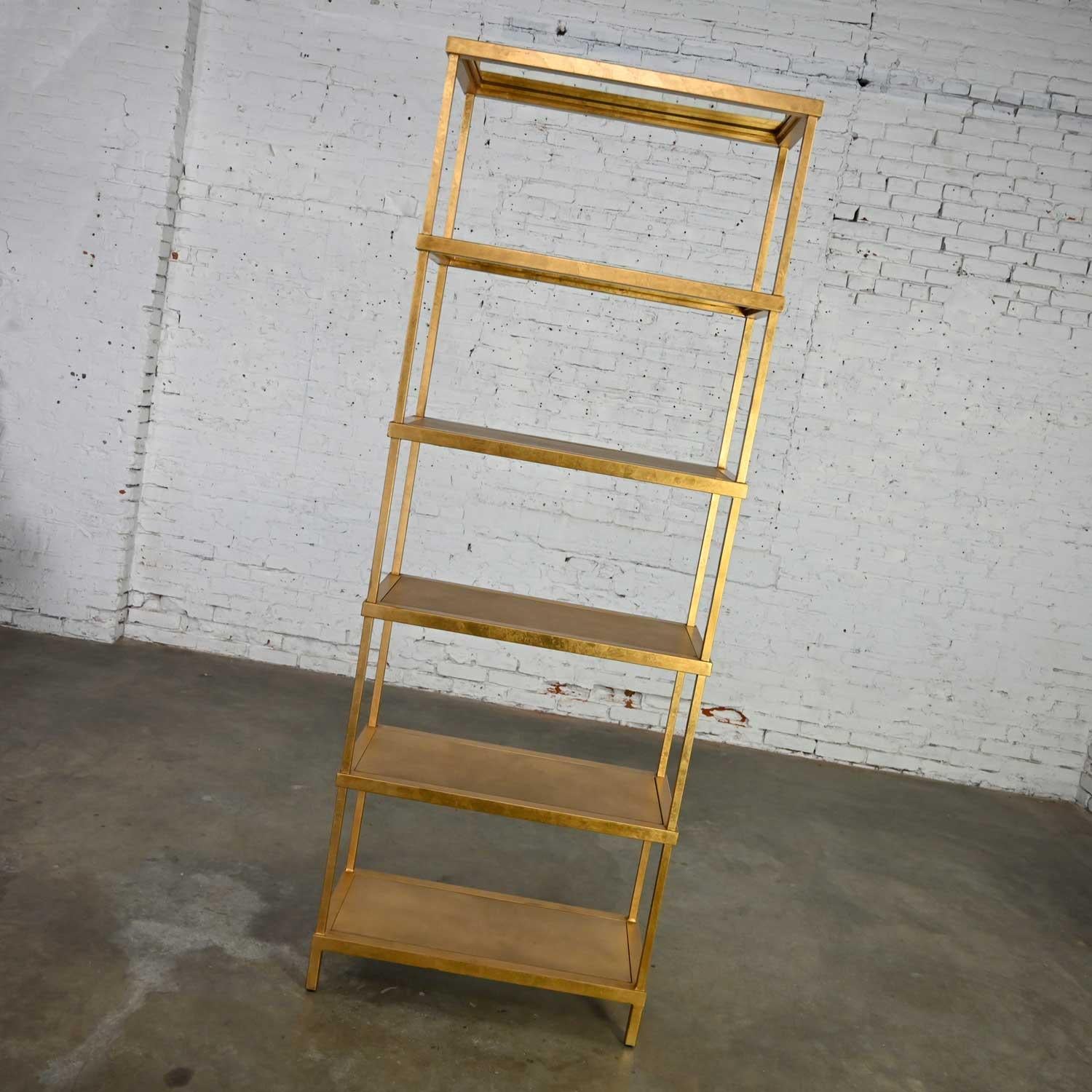 Hollywood Regency Modern Gold Chelsea House Tall Etagere with Mirrored Shelves 7