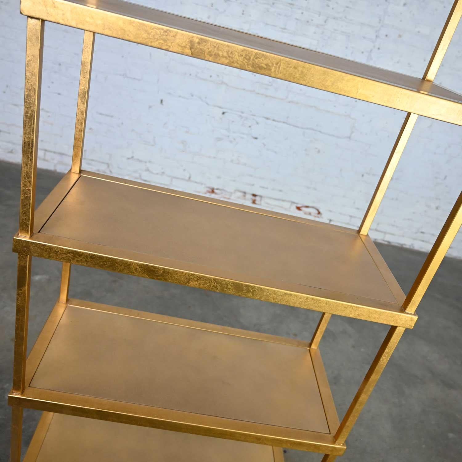 Hollywood Regency Modern Gold Chelsea House Tall Etagere with Mirrored Shelves 9