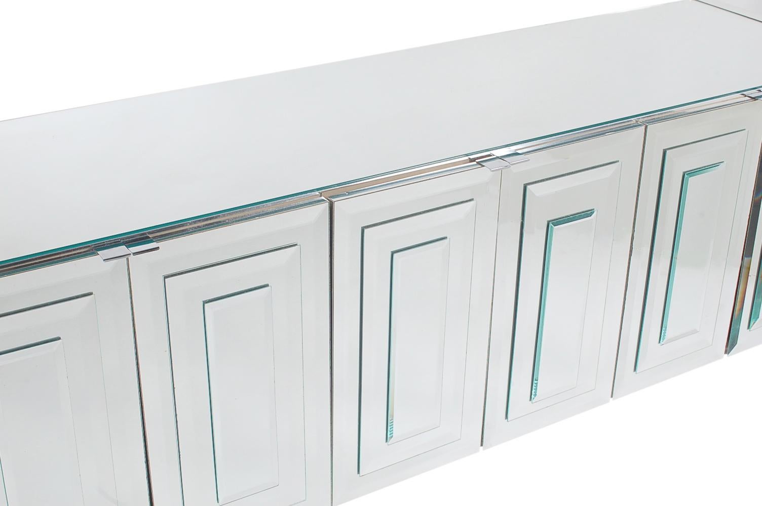 Hollywood Regency Modern Mirrored Art Deco Credenza or Cabinet by Ello Furniture In Good Condition In Philadelphia, PA