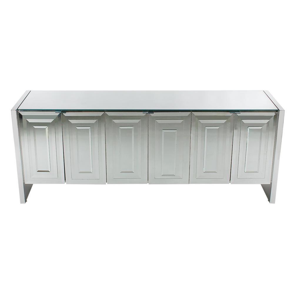 Hollywood Regency Modern Mirrored Art Deco Credenza or Cabinet by Ello Furniture