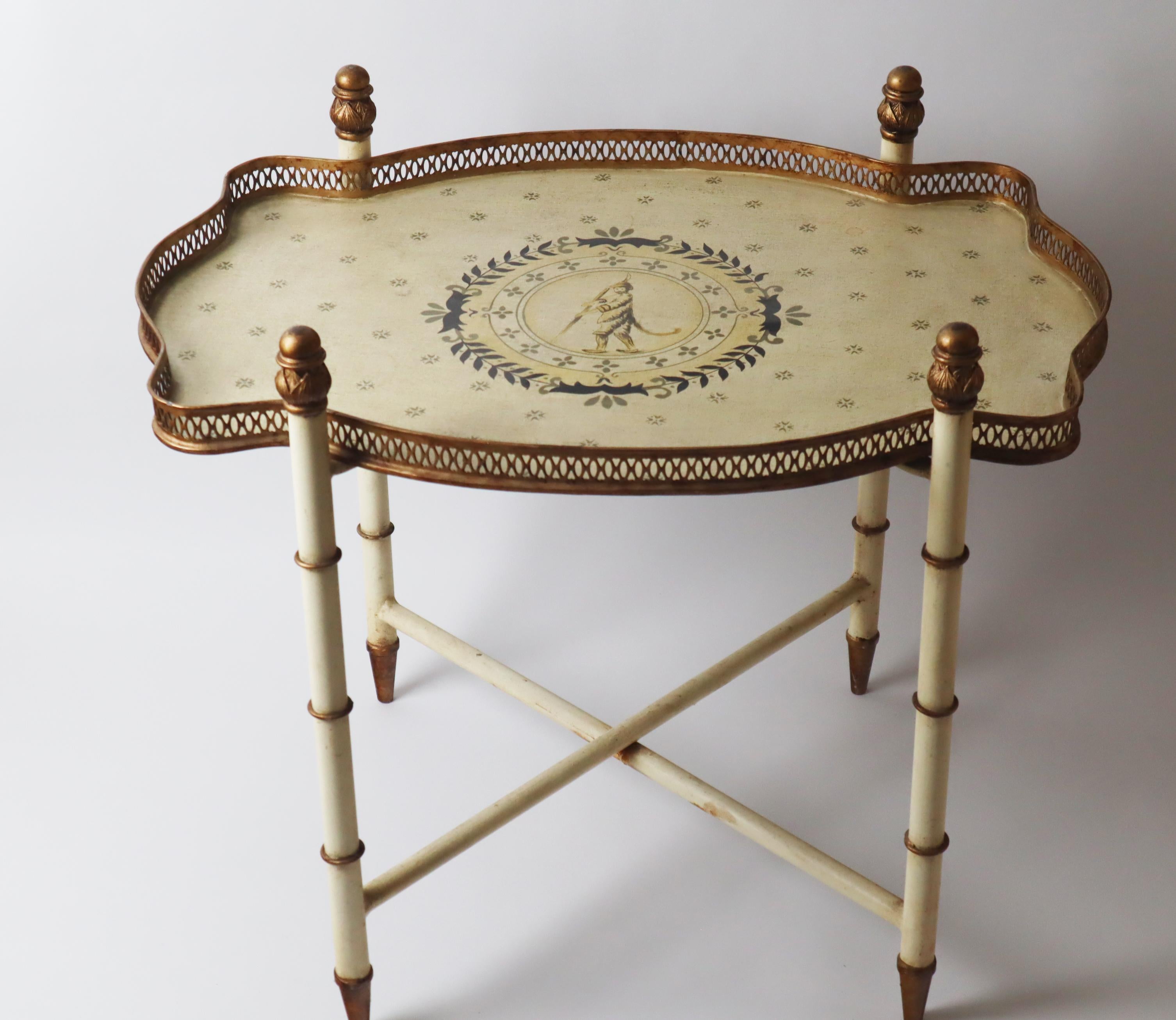 Hollywood Regency Monkey Tray Table With Foldable Stands, 1960s taly For Sale 4