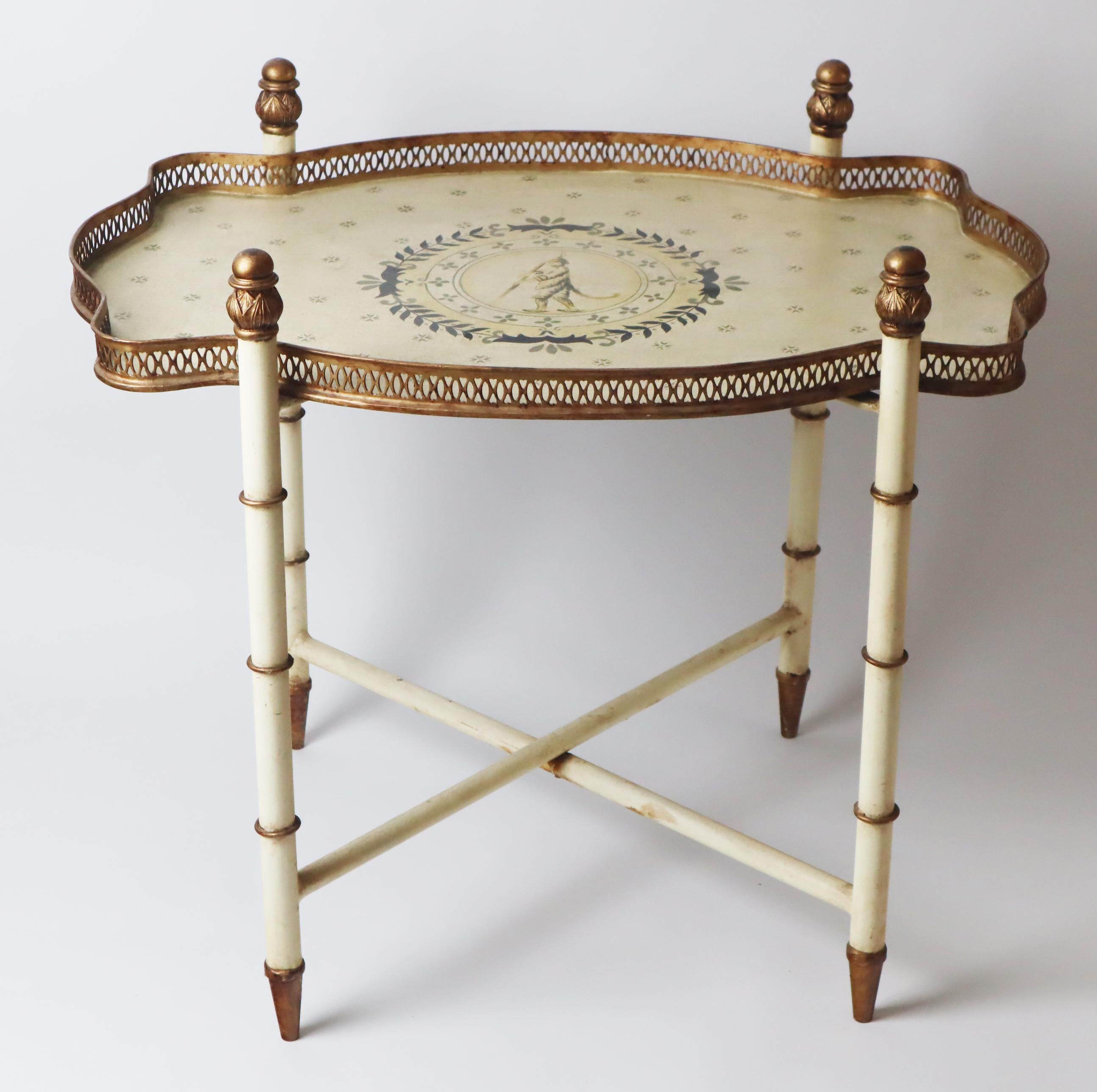 This beautiful table tray with a painted monkey picture in the middle of it is a product from the 1960s. This can be used for different use as its name is, it can be used as a tray to serve food or drinks, it can also be used as a table for eats and