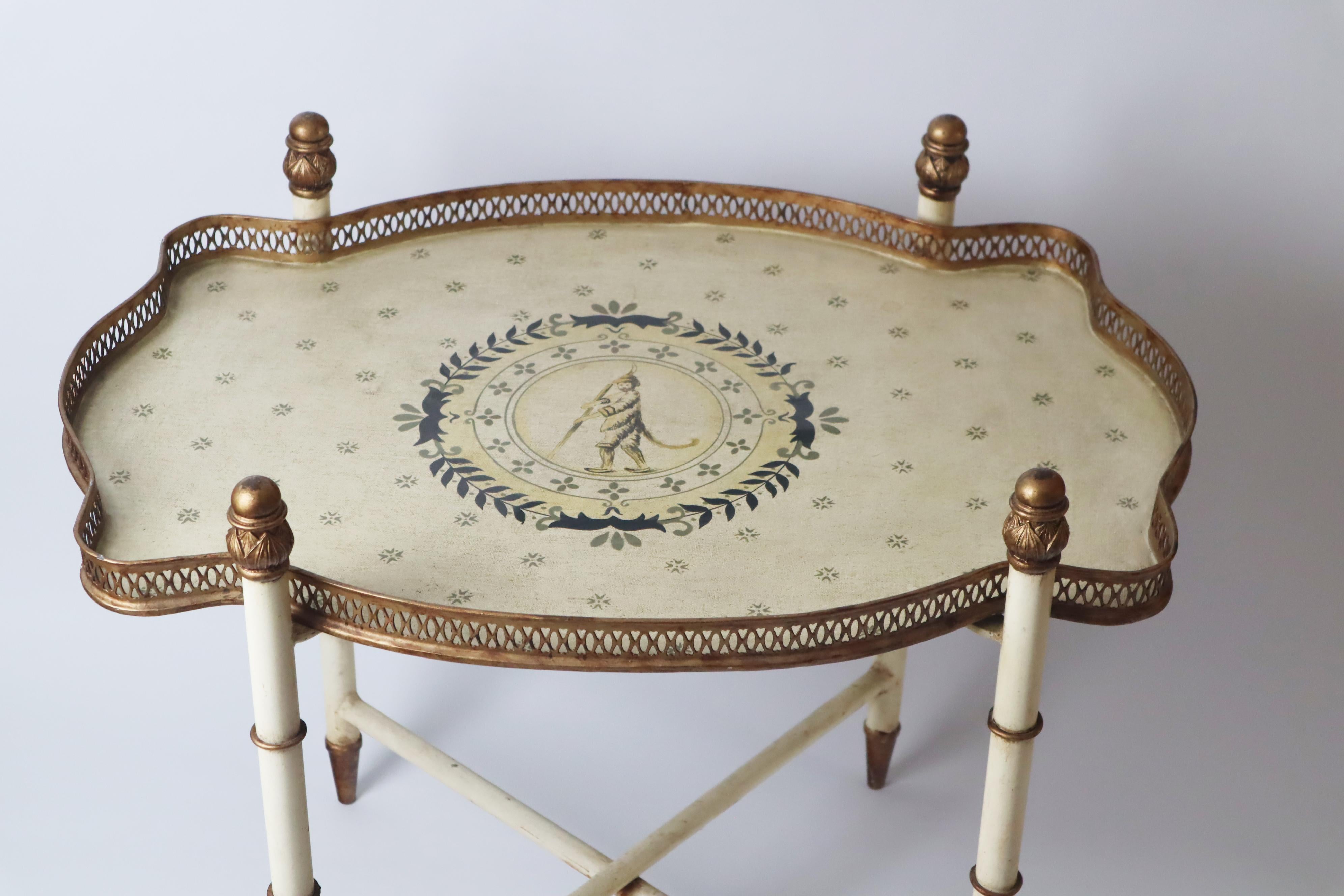 Italian Hollywood Regency Monkey Tray Table With Foldable Stands, 1960s taly For Sale