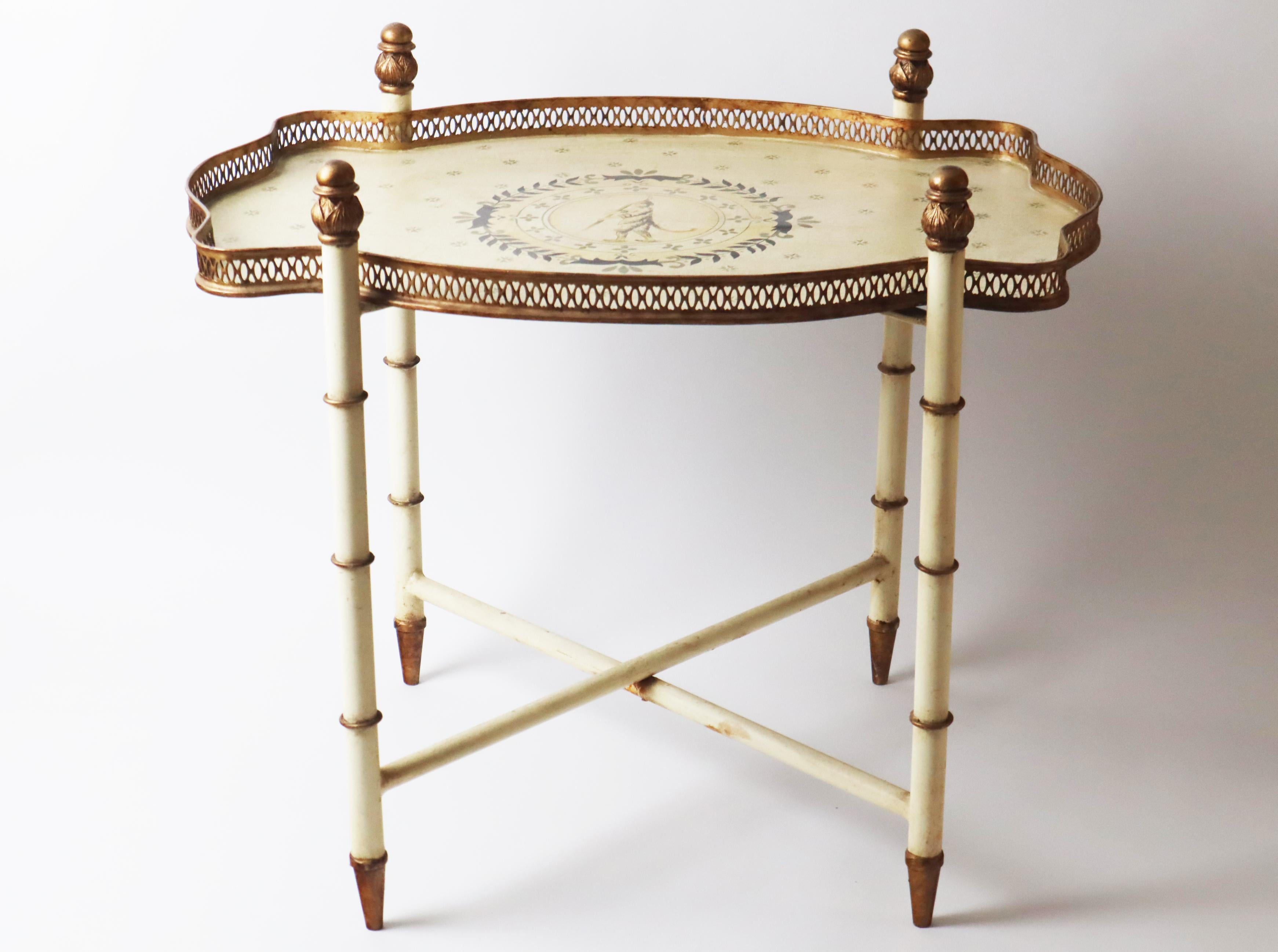 Metal Hollywood Regency Monkey Tray Table With Foldable Stands, 1960s taly For Sale