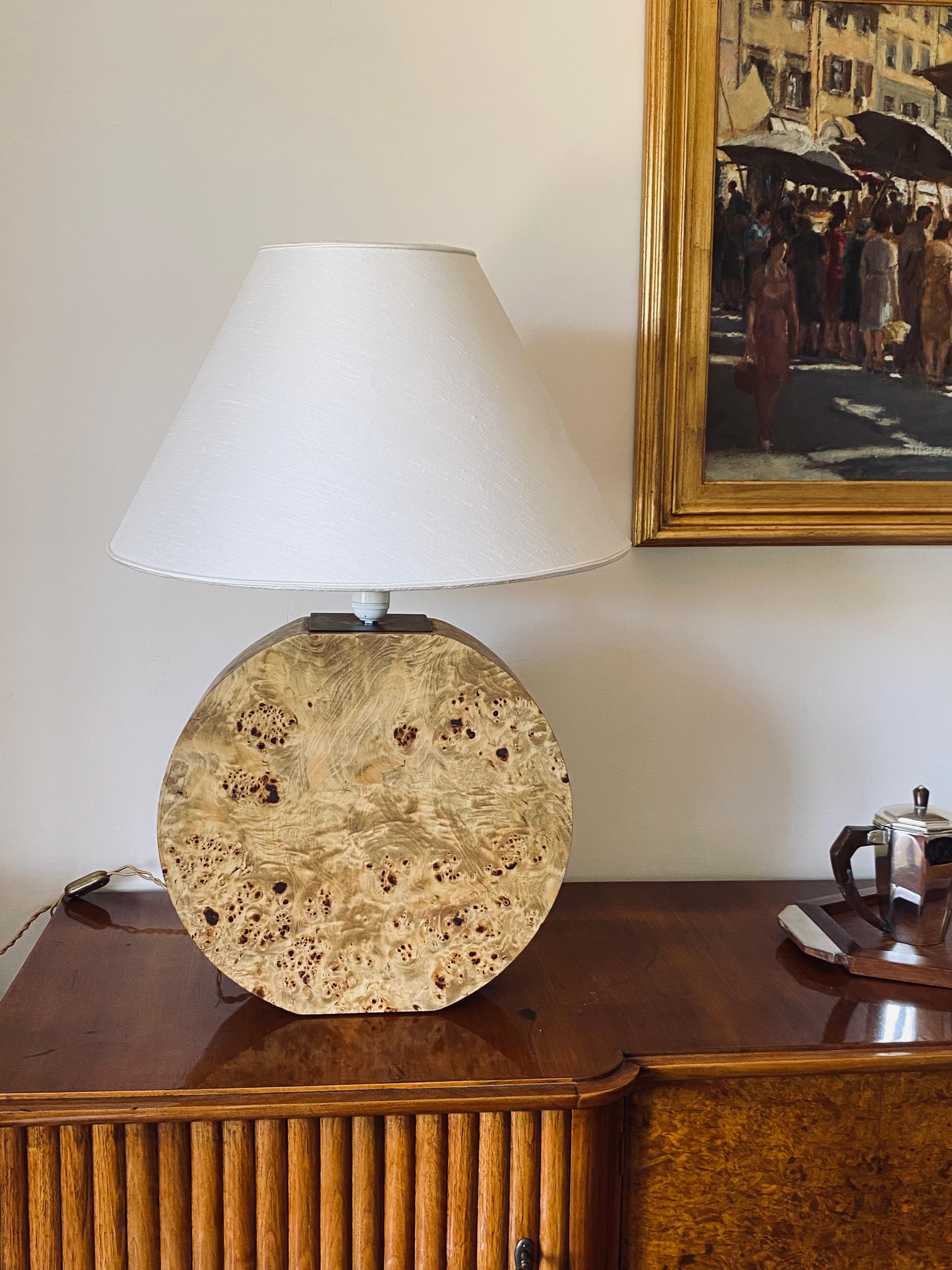 Late 20th Century Hollywood Regency Monumental Briar / Burl Wood Table Lamp Base, Italy, 1970s For Sale
