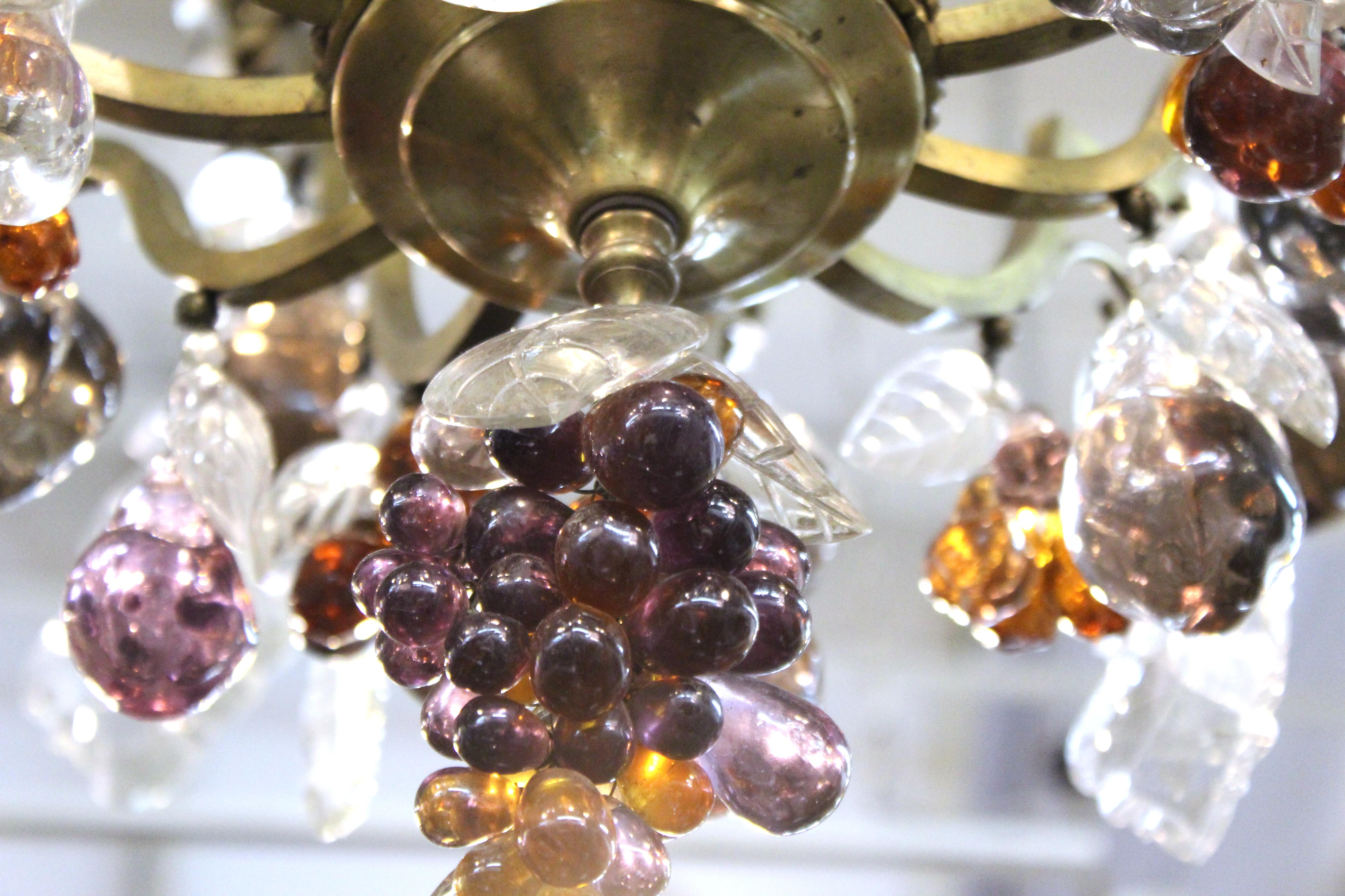 Hollywood Regency Monumental Crystal Fruit Chandelier 14