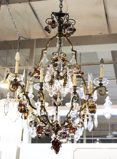 Hollywood Regency Monumental Crystal Fruit Chandelier
