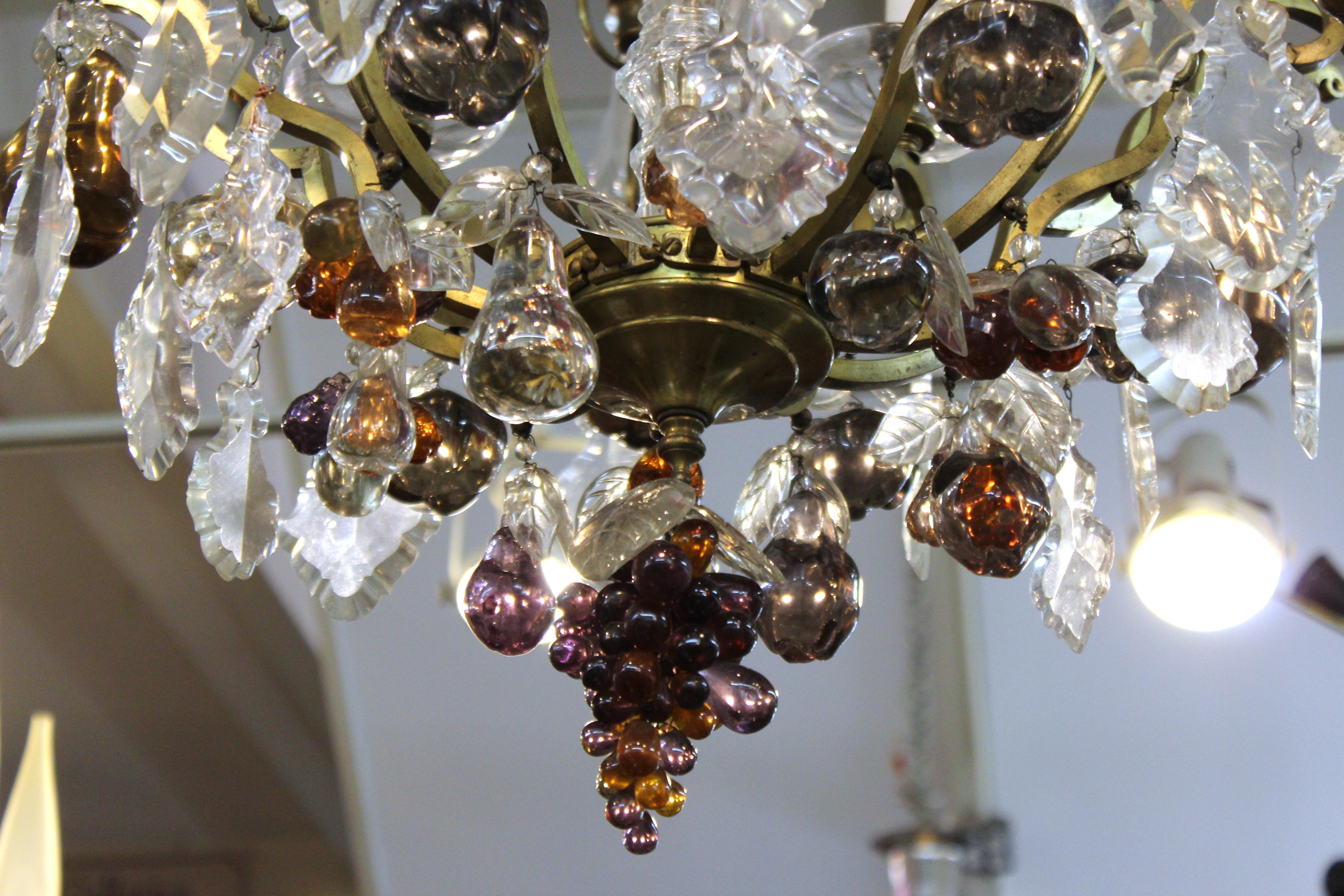 Hollywood Regency Monumental Crystal Fruit Chandelier 1