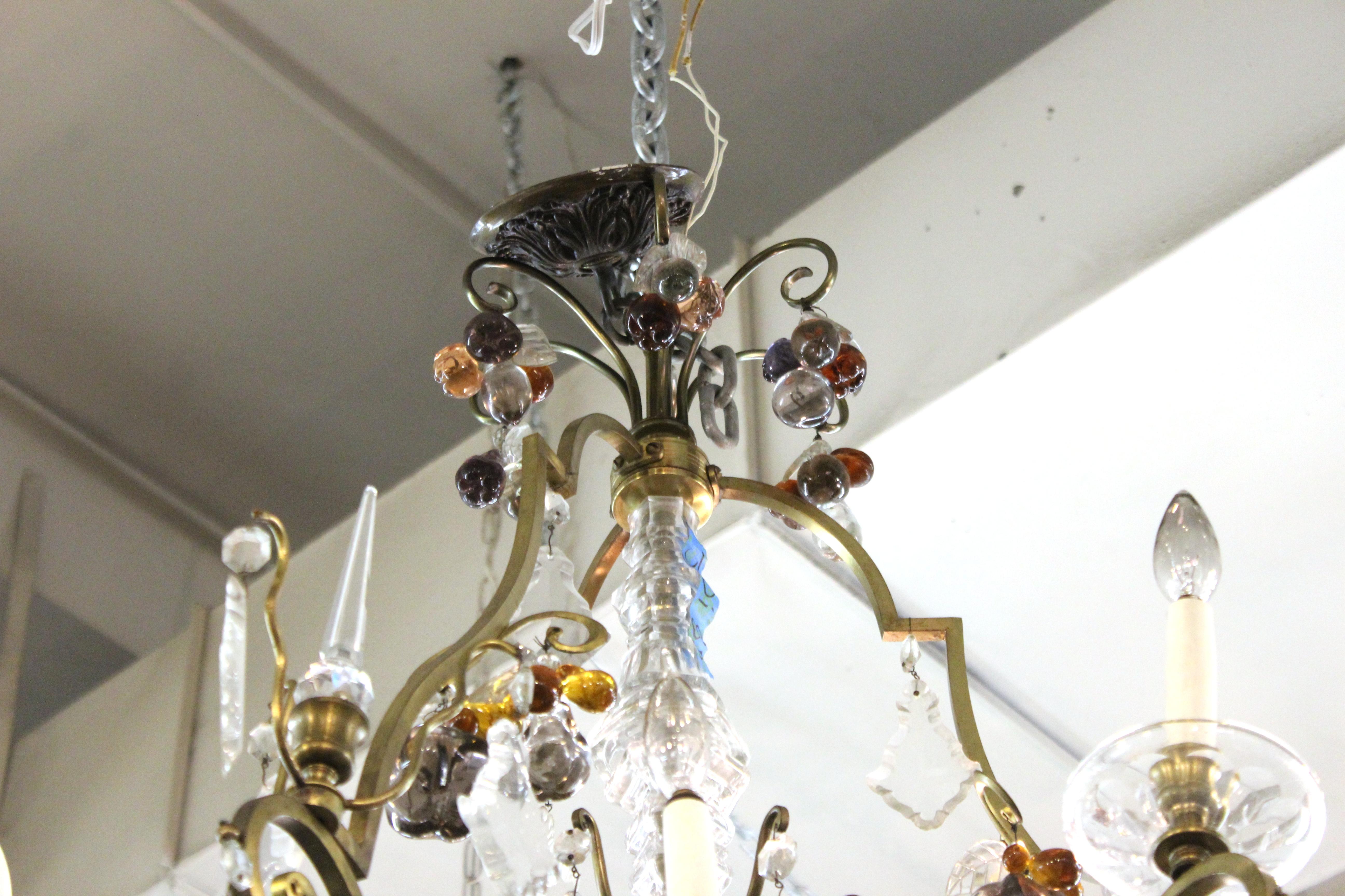 Hollywood Regency Monumental Crystal Fruit Chandelier 3