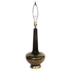 Lámpara de sobremesa de cristal con acabado de bronce espejado Hollywood Regency Mood Century