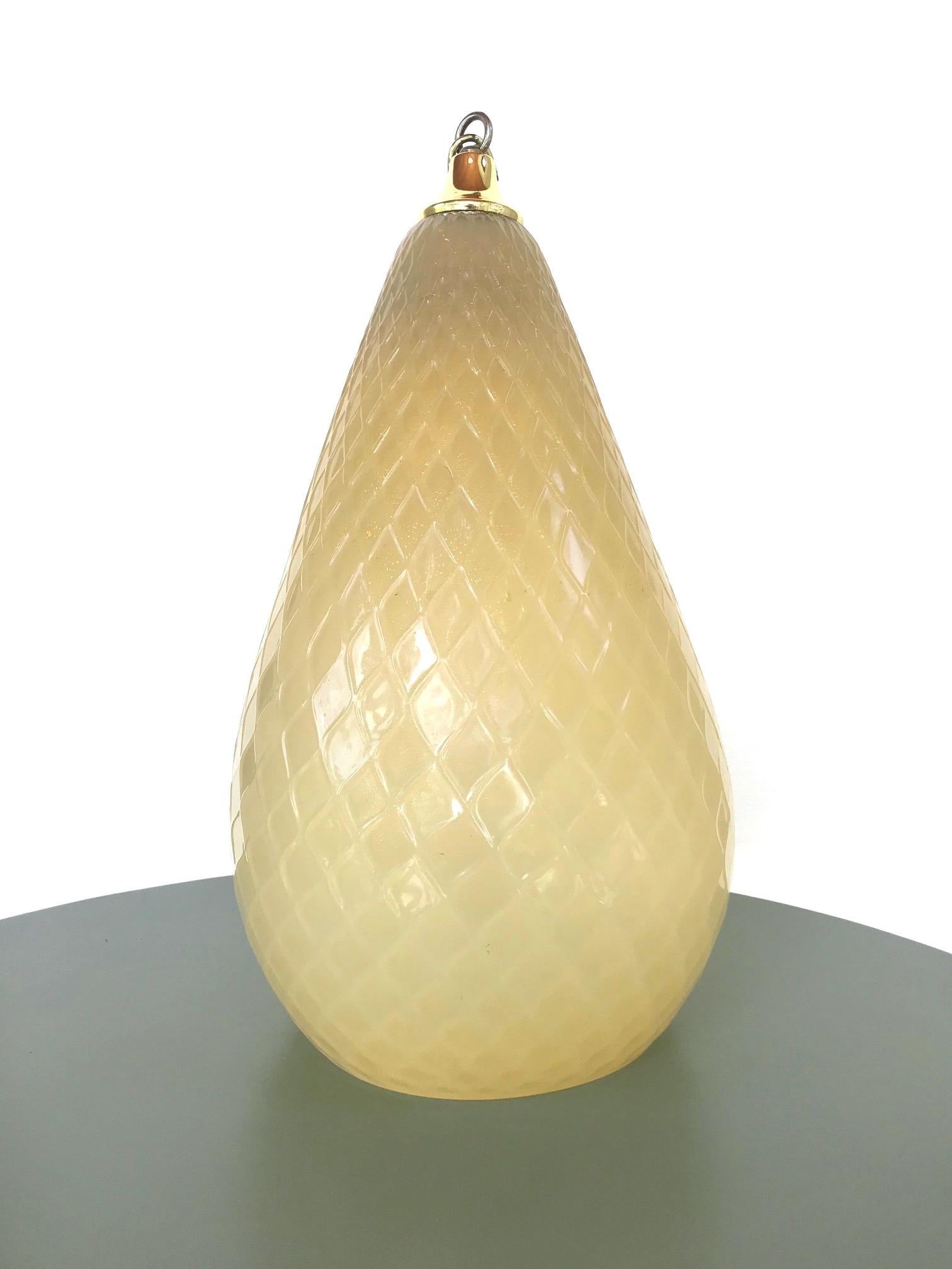 Hollywood Regency Moroccan Style Murano Glass Pendant in Beige Italy circa 1960s 3