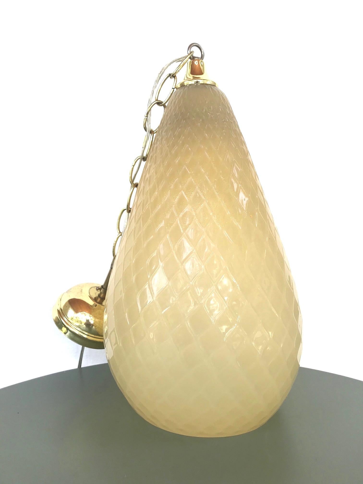 Hollywood Regency Moroccan Style Murano Glass Pendant in Beige Italy circa 1960s 4