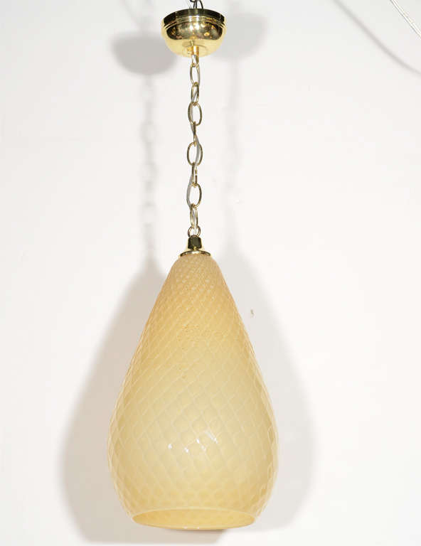 Hollywood Regency Moroccan Style Murano Glass Pendant in Beige Italy circa 1960s 5