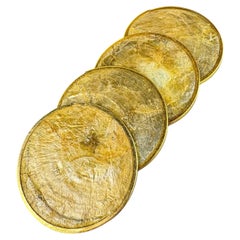 Hollywood Regency mother-of-pearl & brass Coasters, Set of 4, Italy, 1970