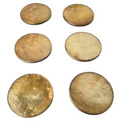 Hollywood Regency mother-of-pearl & brass Coasters, Set of 6, Italy, 1970