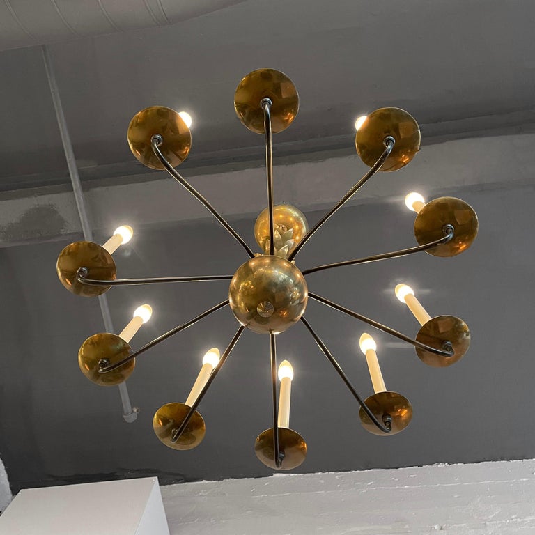 Hollywood Regency Multi Stem Brass Chandelier For Sale at 1stDibs