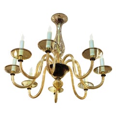 Hollywood Regency Murano Glass Chandelier with Eight Arms in Light Amber