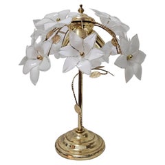 Hollywood Regency Murano Glass Floral Table Lamp, Italy 1970s