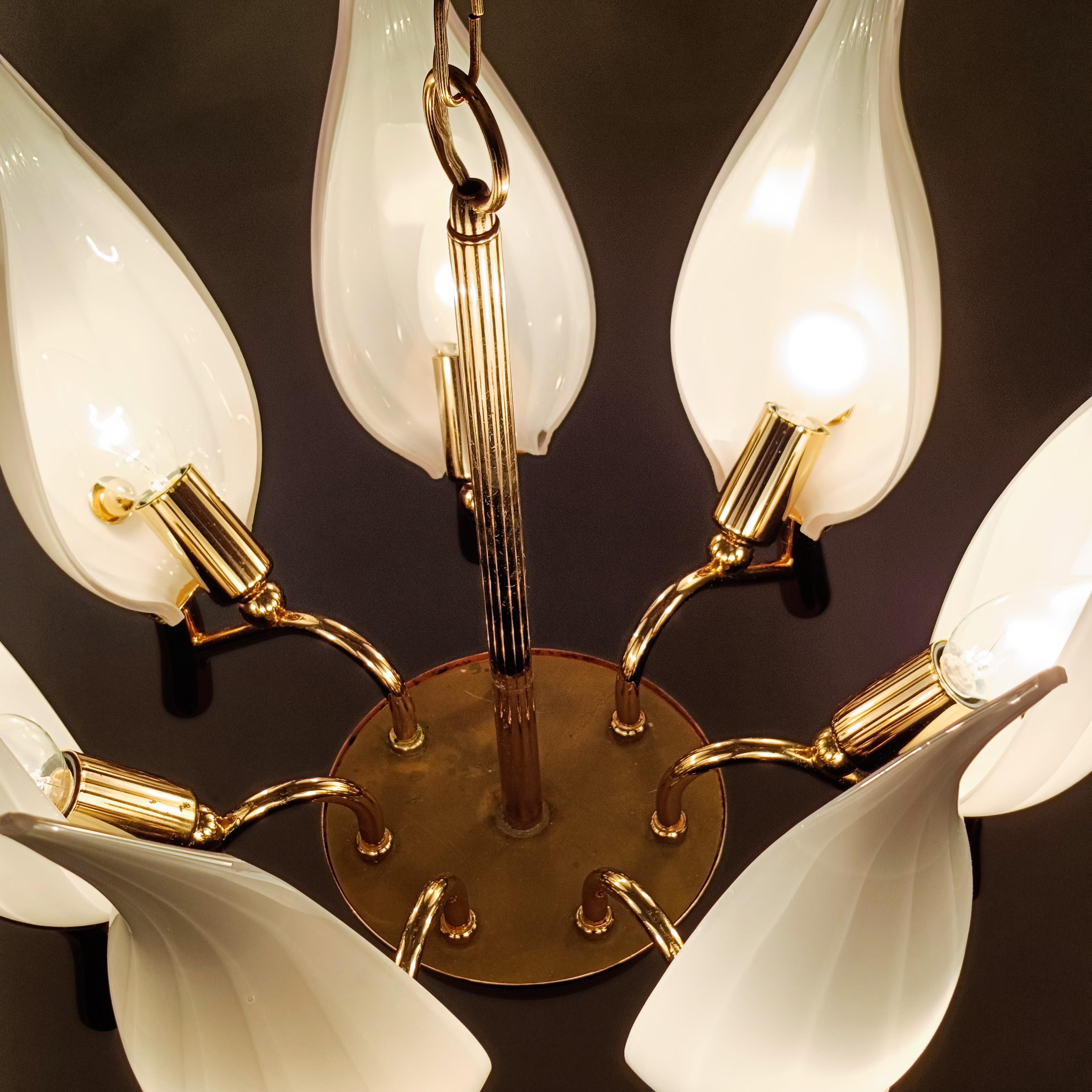 Hollywood Regency. Murano-Glasblätter-Kronleuchter von F. Fabbian, Italien, 1970er Jahre im Angebot 5