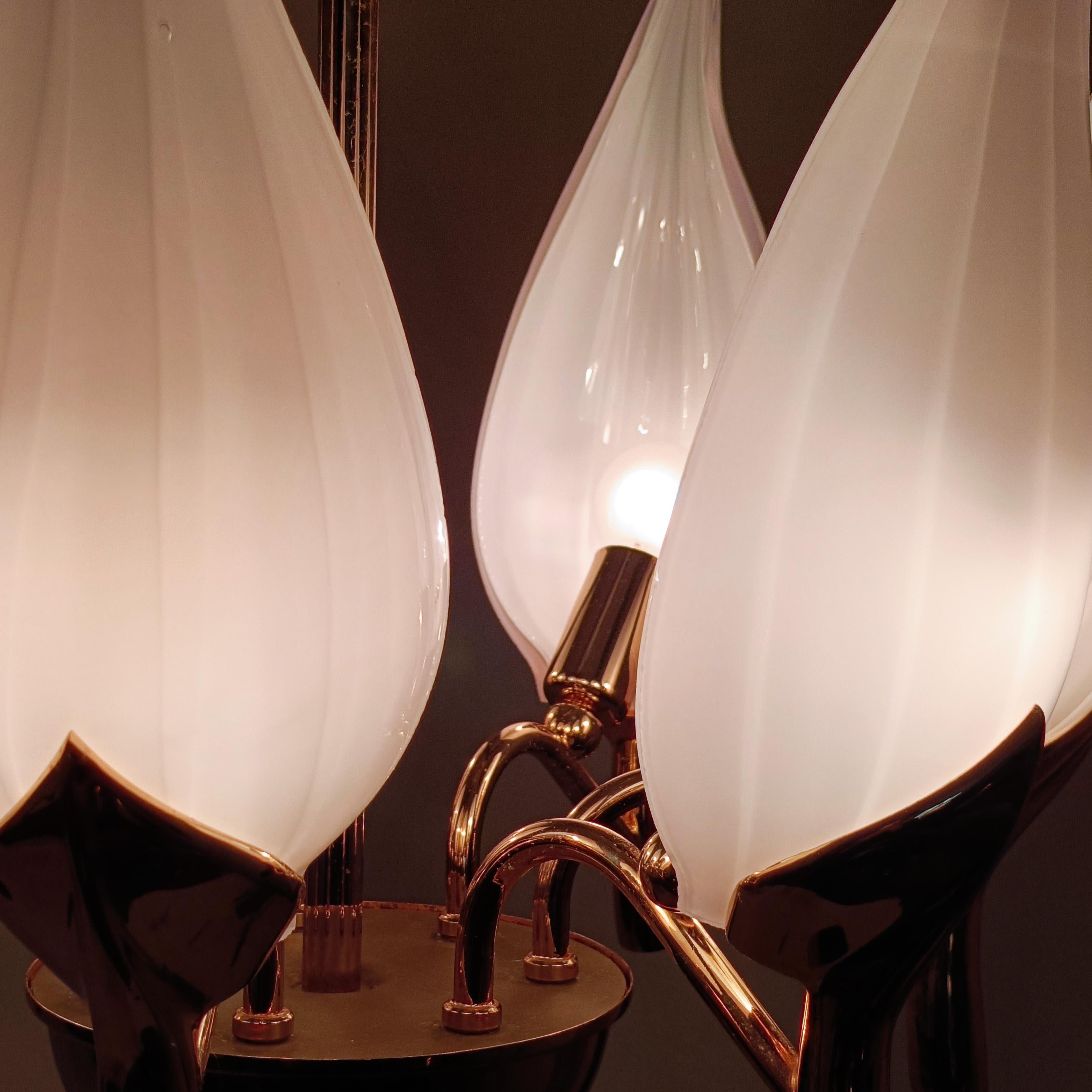 Hollywood Regency. Murano-Glasblätter-Kronleuchter von F. Fabbian, Italien, 1970er Jahre im Angebot 6