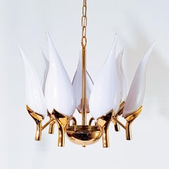 Hollywood Regency. Murano-Glasblätter-Kronleuchter von F. Fabbian, Italien, 1970er Jahre