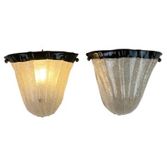 Hollywood Regency Murano Glass Wall Lamps, 1980s
