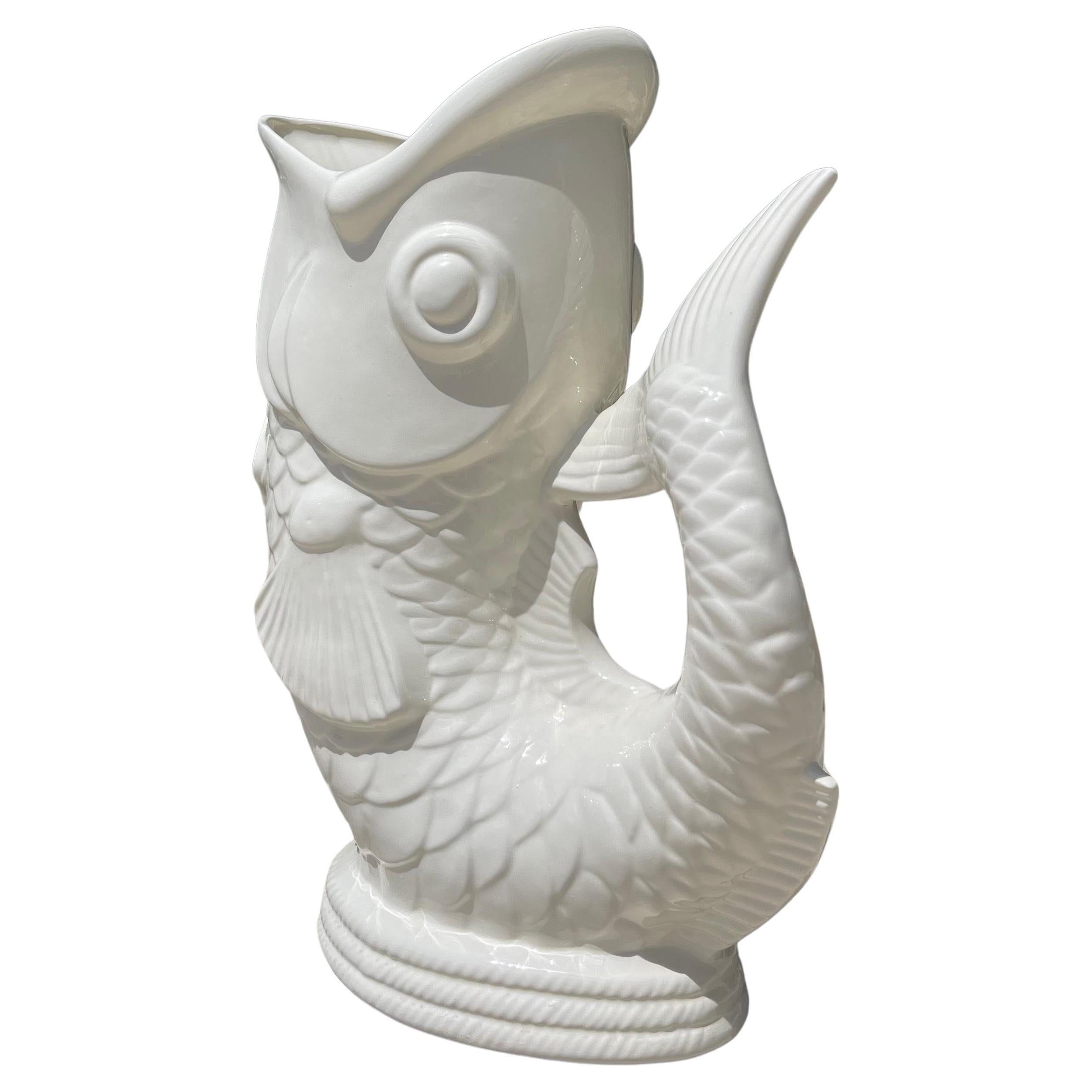 Hollywood Regency Mythical Dolphin Form Umbrella Stand, Koi Fish Vase Stand