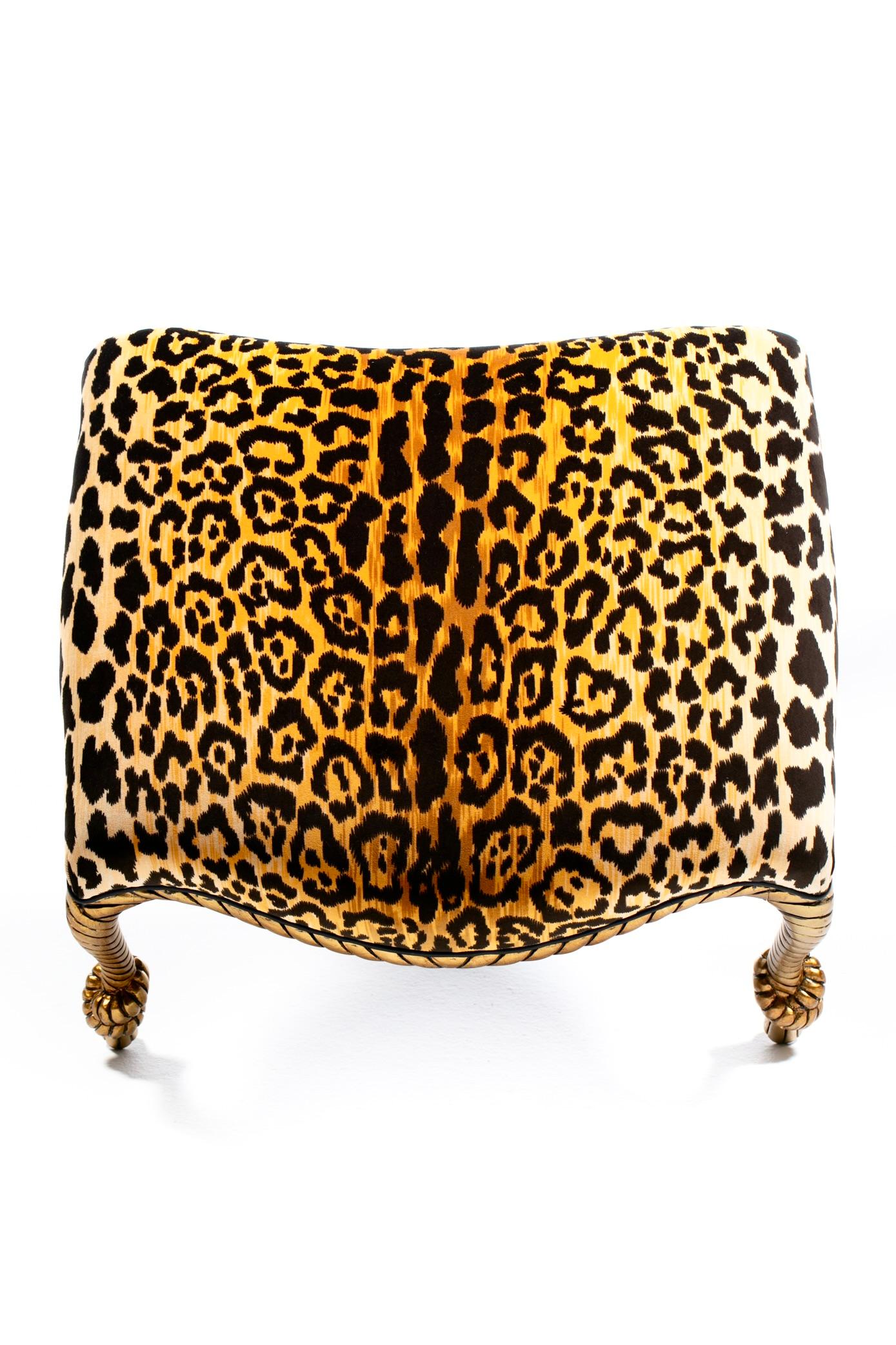 Poltrone e pouf in corda e nappe dorate in stile Hollywood Regency Napoleone III in vendita 4